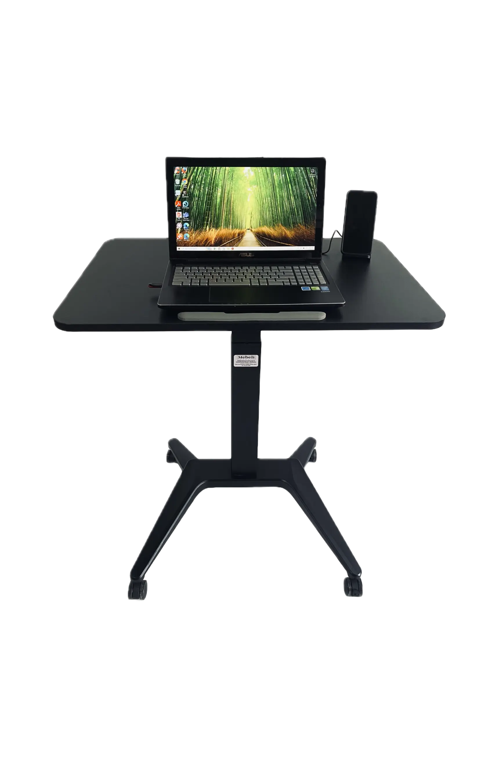 Mesa móvil con mesa de madera